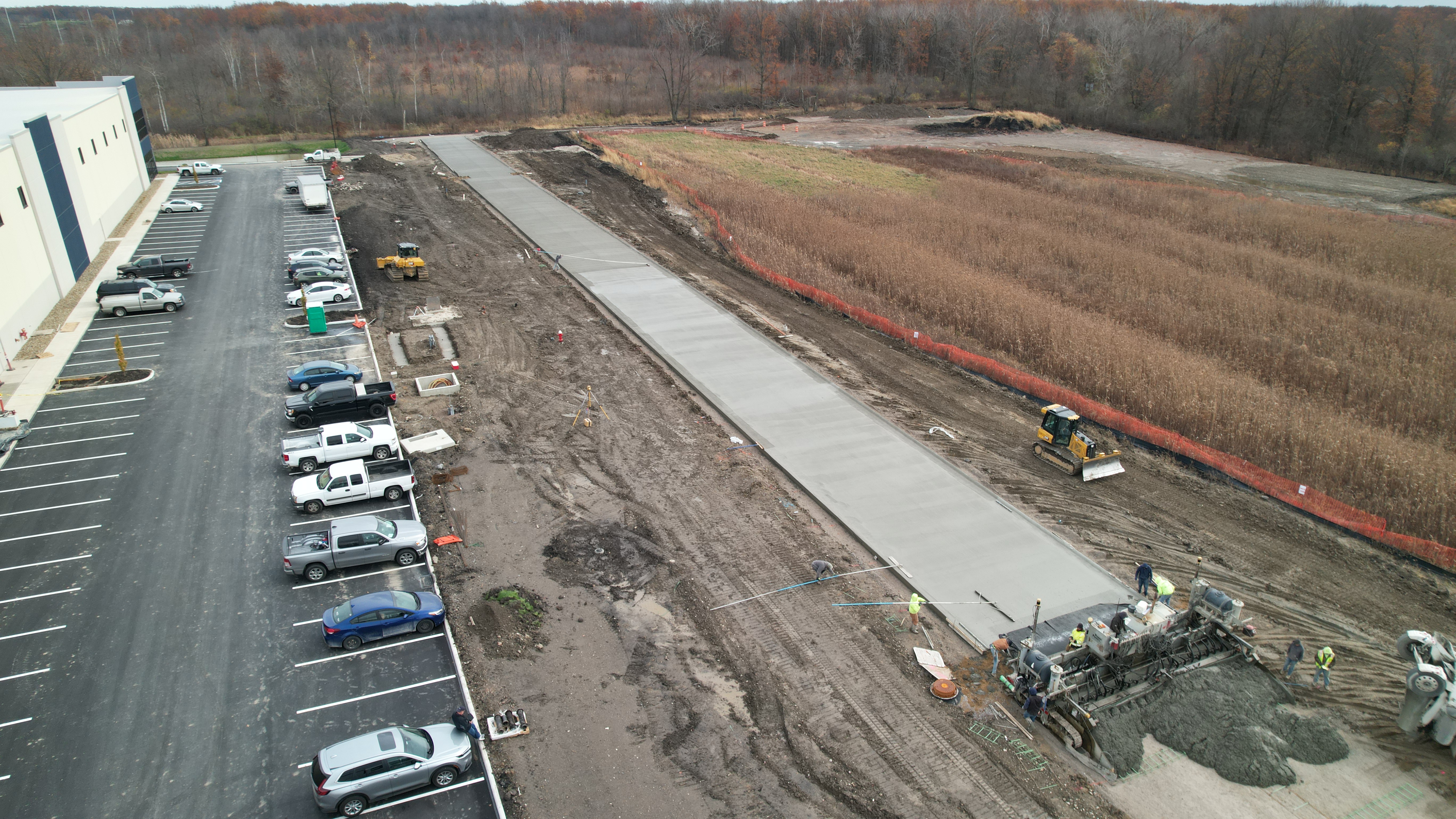 Aerial drone photo of a residential roofing crew at work in the Cleveland area — NE Ohio Drone